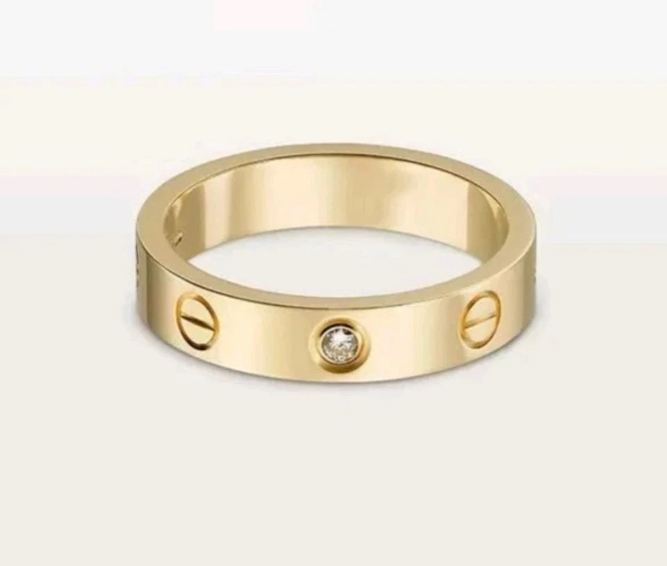 Love Ring Edelstahl 18k Vergoldet Zirkonia mit Gravur Größe 57