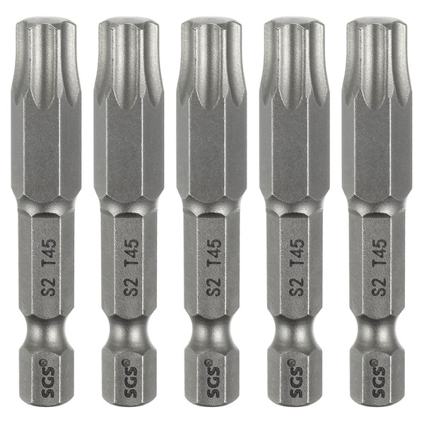 "5X T45 Torx Bit 1/4\" 50Mm Magnetisch FüR Torx Schrauben S2 Stahl"-image
