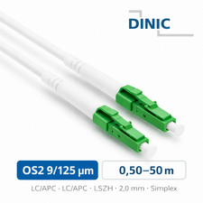DINIC FTTH Glasfaserkabel LC/APC 8°–LC/APC OS2 Simplex weiß FritzBox
