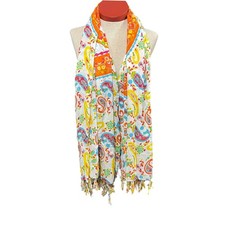 Paisley Elephant Scarf Wrap Cover Up Floral Rayon Colorful 41 x 63" Bobatik 