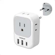 TESSAN European Travel Plug Adapter USB C w/ 4 AC Outlets to EU FAST SHIP "READ"