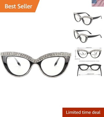 Chic Cat Eye Magnified Reading Glasses with Bling   Blue Light Comfort for Women