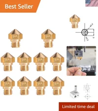 High Lubricity MK10 3D Printer Nozzles - 10 Brass Nozzles for Smooth Printing
