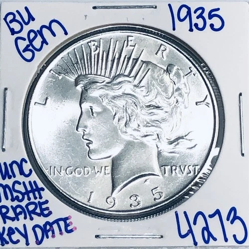 1935 P BU UNCIRCULATED SILVER PEACE DOLLAR AUTHENTIC U.S.MINT RARE KEY DATE 4273
