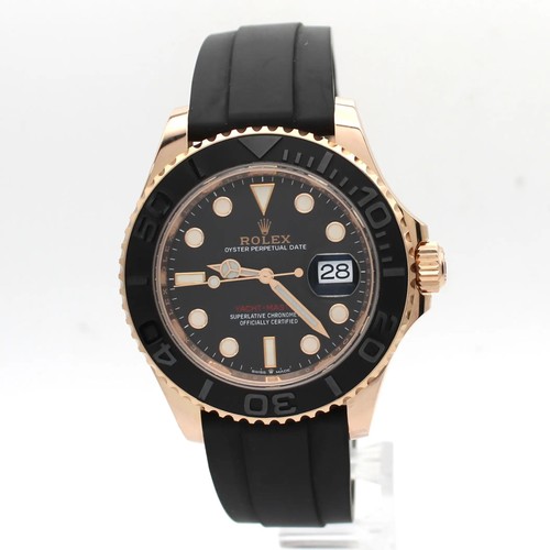 Rolex Yacht Master 40mm 18k Rose Gold Rubber Black Dial Automatic Watch 126655
