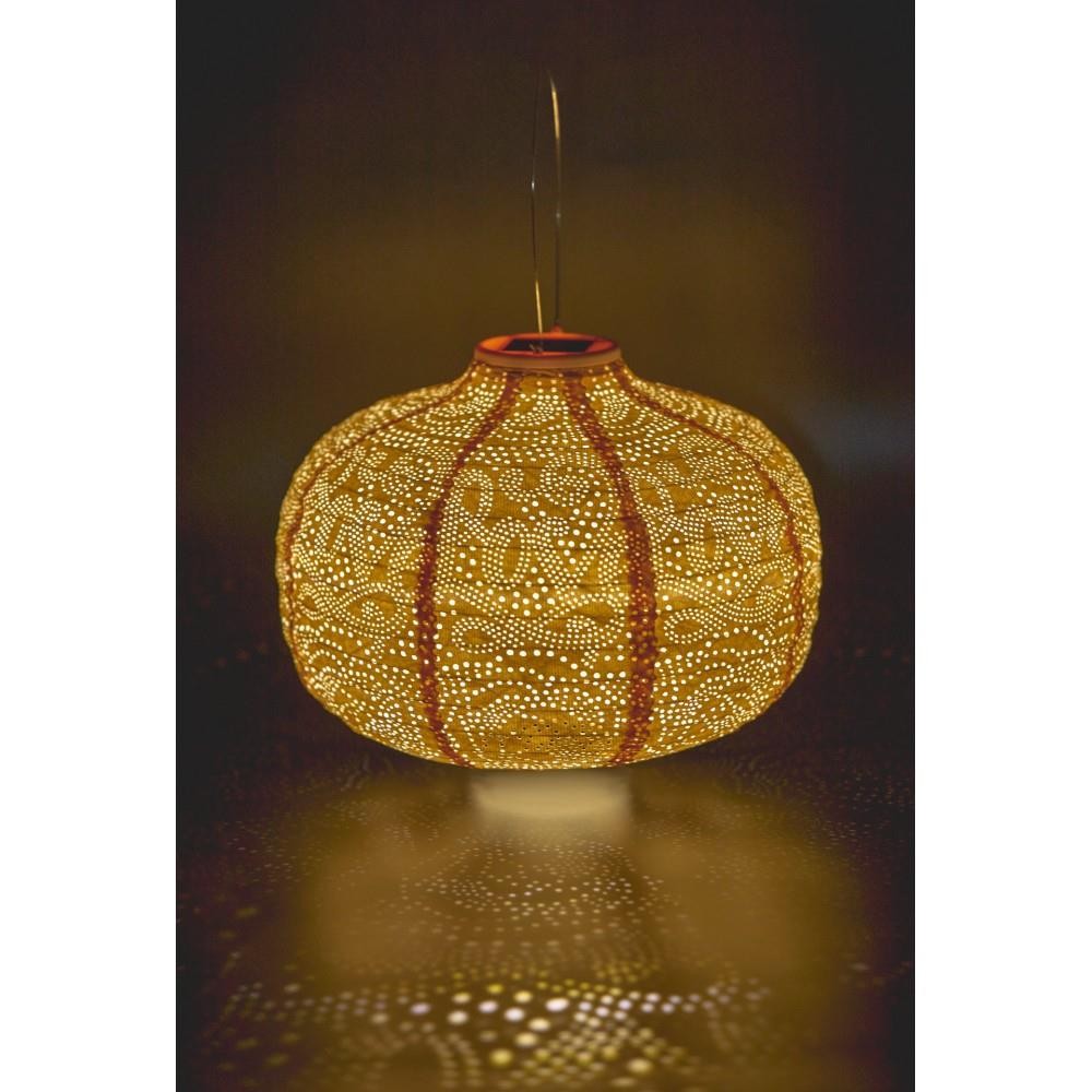 Solar Lantern - LED Outdoor Hanging/Table Light - Yellow Pumpkin