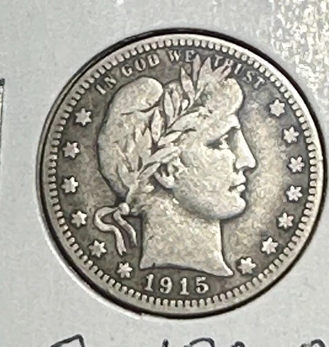 1915 US Barber SILVER Quarter "Philadelphia" Mint! "LIBERTY" Shows! FINE! Coin!