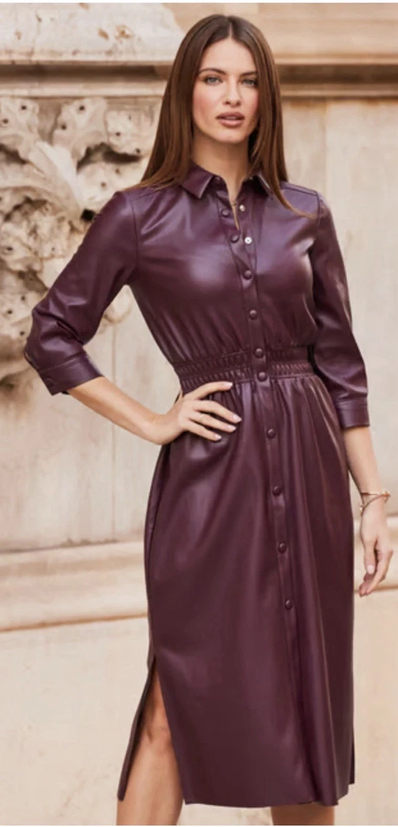 chinese dress ladies Anya Burgundy Faux-Leather Strapless Dress
