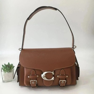 New COACH CT721 Brown Leather Soft Tabby Shoulder Crossbody Bag Outlet JPN