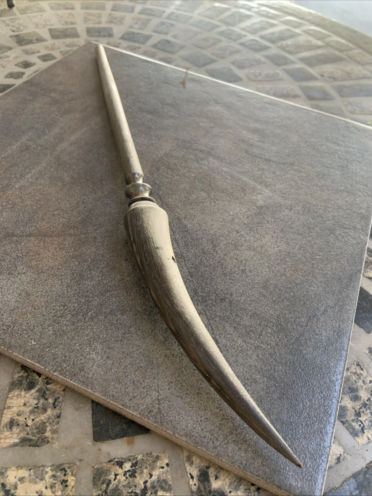 Antique Mountain Goat Horn Knife Sharpener Honing Rod Rustic Unusual Piece