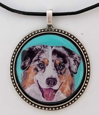 Collar Colgante Arte Original Australiano Pastor Merle Aussie
