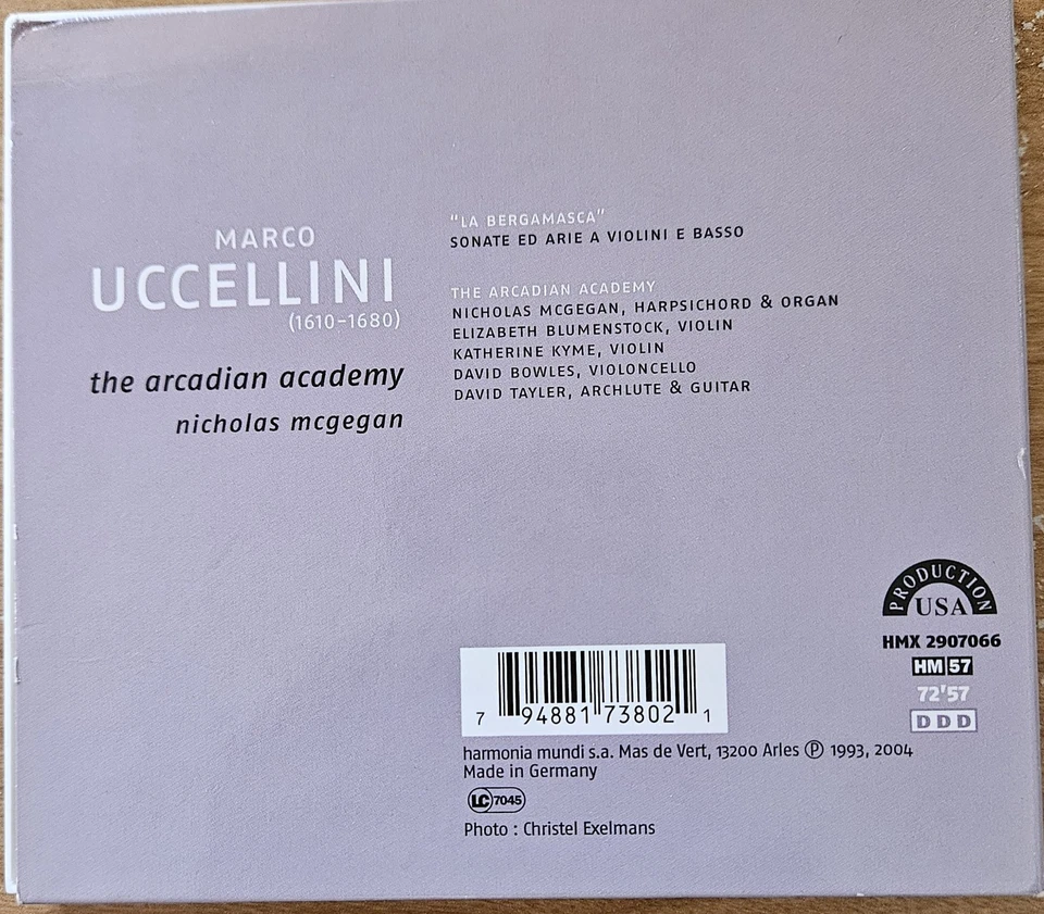 UccelliniL La Bergamasca (Harmonia Mundi HMX 2907066) The Arcadian Academy - Image 2 of 2