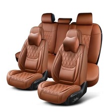 Car Seat Covers Full Set, Breathable Full Set All with Headrests Brown