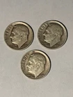 Lot Of 3 Silver Dimes Roosevelt 90% - 1946, 1948D, 1956D - Receive these coins