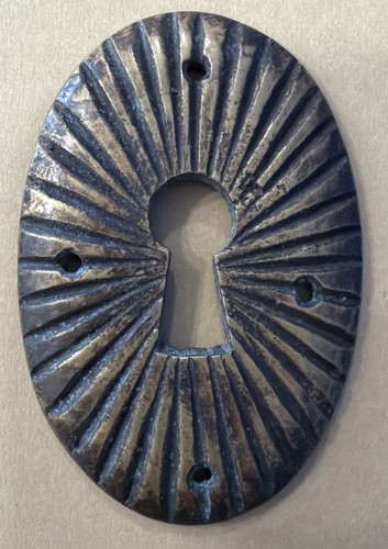 Vtg/MCM Keyhole Escutcheon Plate Matahari Sunburst Fluted Design Zamak Very Rare