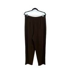 Susan Graver Essentials A32357 Lustra Knit Regular Pull-on Pants Brown Size 2X