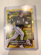 2025 Bowman Chrome Draft Sapphire Edition - Caleb Bonemer Yellow /75 White Sox