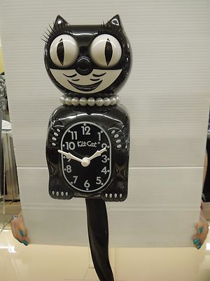 CLASSIC BLACK LADY KIT-CAT WITH PEARLS & EYELASHES - MADE IN USA