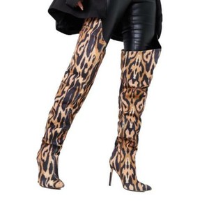 leopard thigh boots