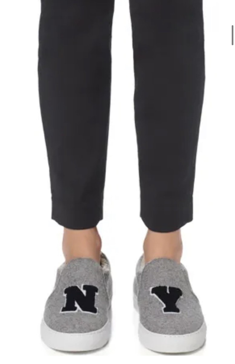 Joshua Sanders NY Grey Shearling Sherpa Slip On Sneakers Shoes 