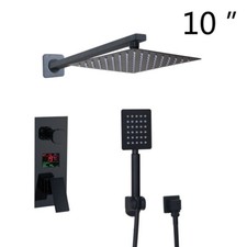 Bathroom 10 Rain Shower 2-ways Digital Mixer Control Valve Faucet Wall Mounted