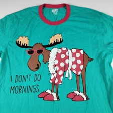 Lazy One Nightshirt I Don't Do Mornings Moose Womans Nightgown Sleepwear OneSize