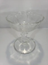 Fostoria Glass  Footed Etched Florals Glass  Desert Dish