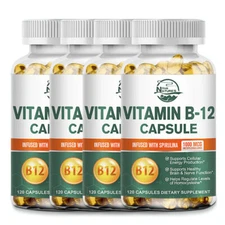 Vitamin B12 Softgels - 1000 mcg Per Serving- Boosts Energy- 120/240/480 Capsules