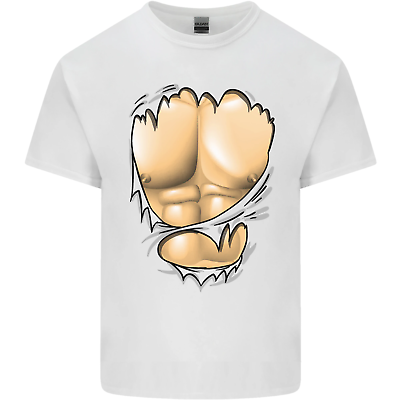 Gym Ripped Muscles Effect Kids T-Shirt Childrens