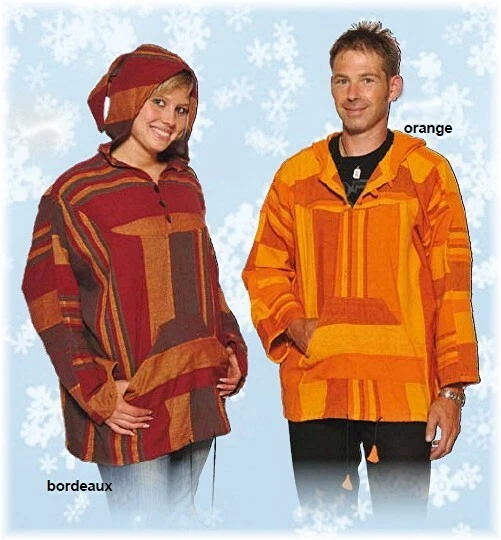 SACAI XL+ cappuccio a punta CAMICIA Baja Natur Hoody HIPPY BOHO etnico GOA soprabito ECO Jerga