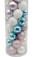 Mrs. Claus' Bakery 14 Pc Ornament Mix " Pink Glitter, Blue Pastel Shatter Proof
