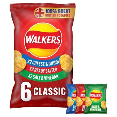  Walkers Classic Variety Crisps Multipack Kartoffelchips 6x25g