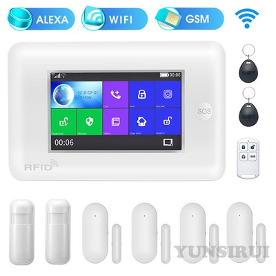 Touch Funk Hausalarm WIFI+GSM Alarmanlage Bewegungsmelder Sicherheit Set F Alexa