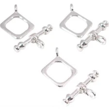 3 Sterling Silver Toggle Clasps Square Bracelet Parts