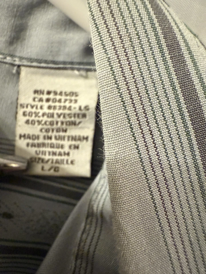 VTG 90s BC Ethic Club Shirt Men's L Gray Blue Green Patterned Party Long Sleeve - Image 4 of 4