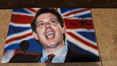TONY BLAIR HAND SIGNED 4x6 COLOR PHOTO Guaranteed FORMER UK PRIME MINISTER