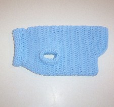 Hand Crochet Light Blue Dog Sweater for Small Pet