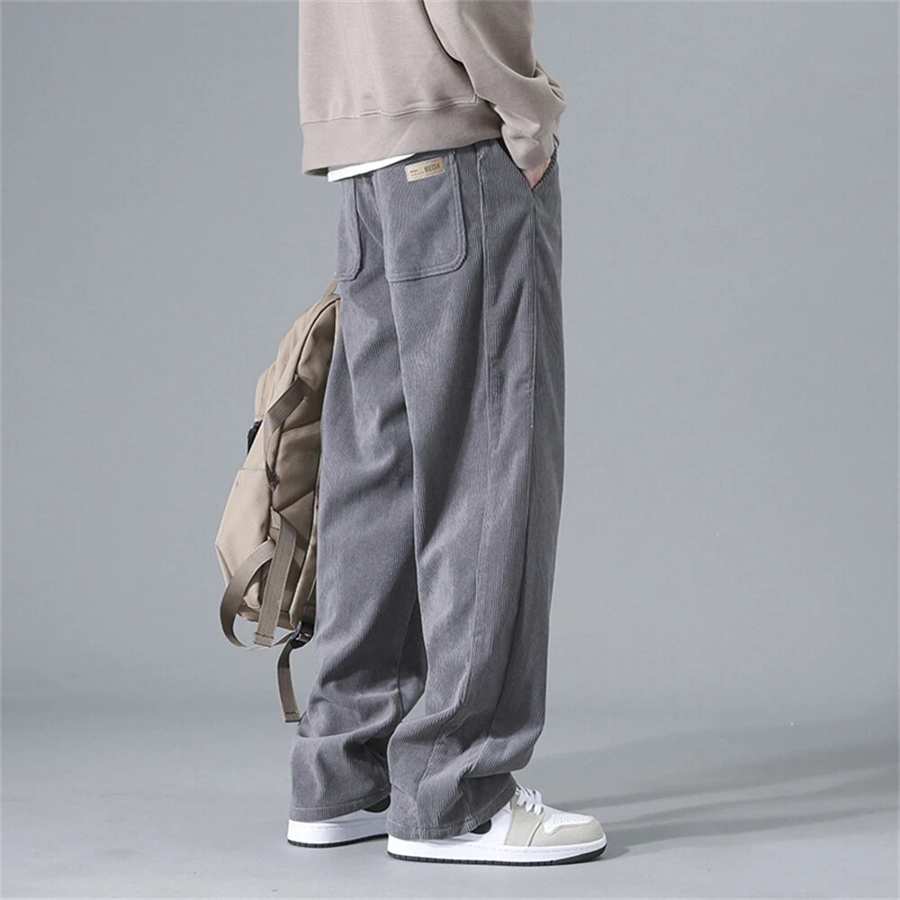 Mens Jogging Corduroy Pants Athletic Running Sweatpants Casual Hip Hop Trousers