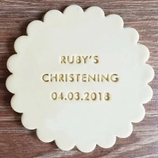 Custom Christening Fondant Embosser or Cookie Stamp with Name Icing Frosting