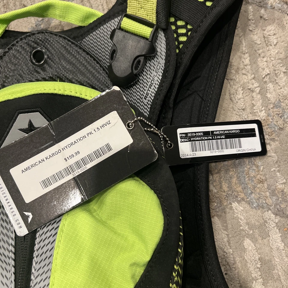 NUEVA Mochila de Hidratación American Kargo Turbo - 1.5 Litros - Amarilla/Negro Foto 4 de 4