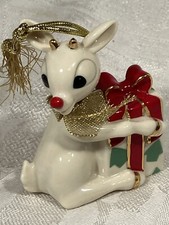 Lenox 2002 Rudolph With Present Christmas Ornament