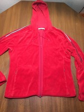 VtgTommy Hilfiger Women  s L Red Velour Hoodie Full Zip Jacket Tommy Stripes