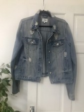 Ci Sono Distressed Ripped Faded Denim - Button Up Long Sleeved Denim Jacket L