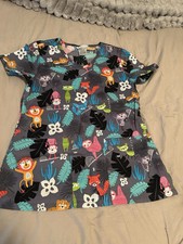 Women s ScrubStar Floral Jungle Animal Print Scrub Top Size XS