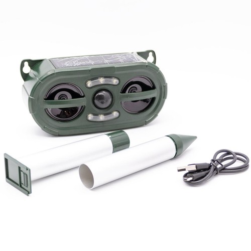 Ultrasound Solar Rechargeable Outdoor Garden Animal Insect Repellent Pir_