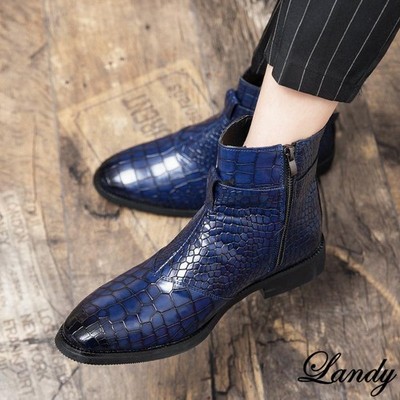 Spring Men Alligator Pattern Leather Ankle Boots Plus Size Formal Casual Shoes 