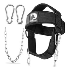 Neck Harness for Weight Lifting - Soft Padded Head With Support Strap Black