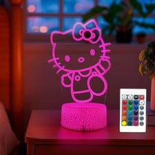 Kitty Night Light, 3D LED 16 Color Intelligent Remote Control Lamp for Christ...