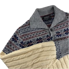 VINTAGE Jantzen Sweater Mens M Cable Knit Shawl Collar Winter Holiday USA