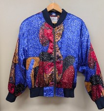Vintage 80's/90's Pablo Picasso Women's Graphic Satin Feel Bomber Jacket Size Sm